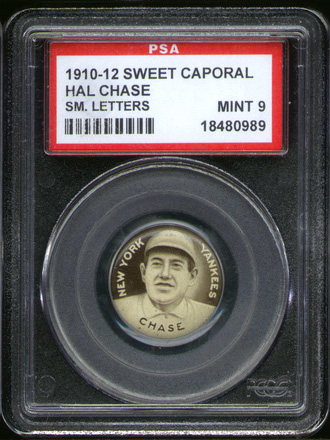 1910 P2 Sweet Caporal Pin Hal Chase SL PSA 9 Yankees  