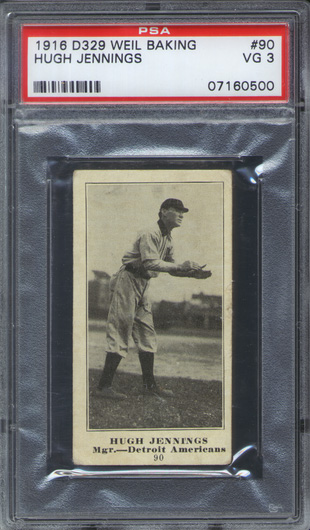 1916 D329 Weil Baking #90 Hugh Jennings PSA 3 Tigers  