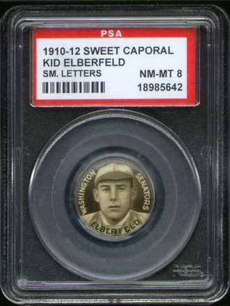 1910 P2 Sweet Caporal Pin Kid Elberfeld SL PSA 8  